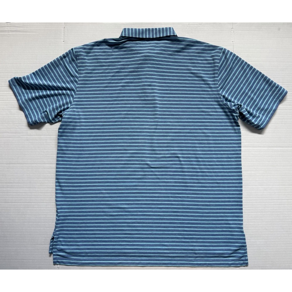 Peter Millar Summer Comfort Men's XL Blue Striped Performance Golf Polo Shirt - Picture 5 of 5